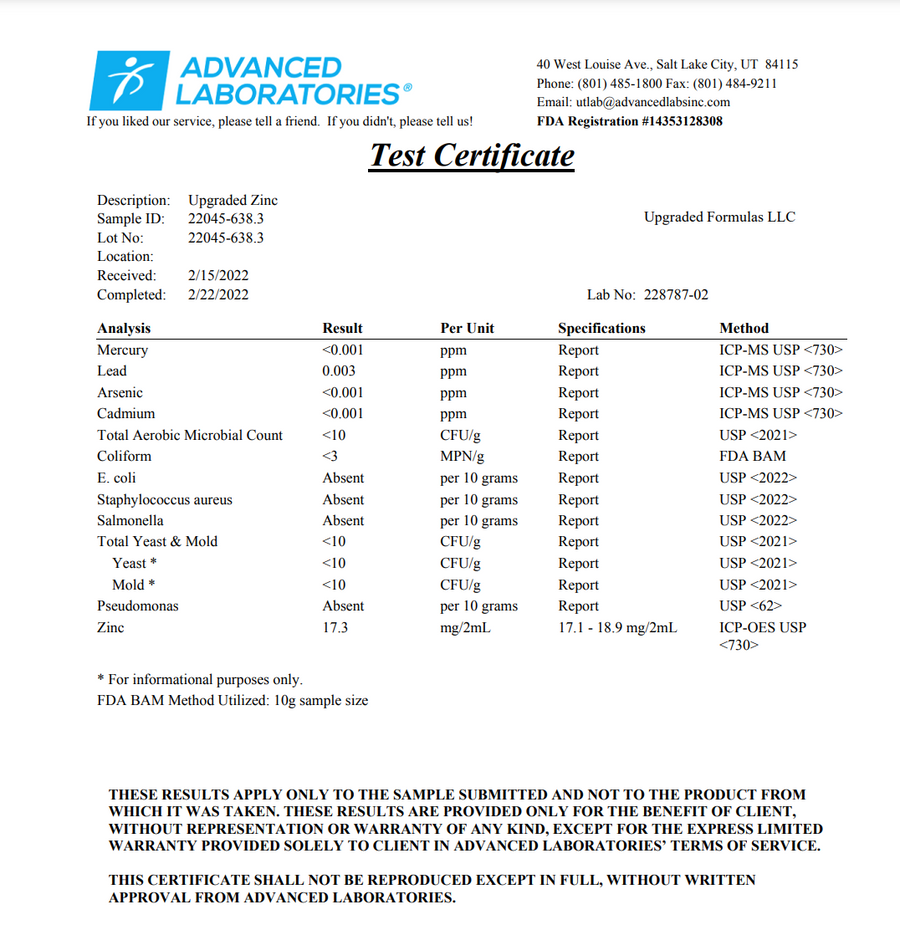 Upgraded Zinc - Upgraded Formulas®